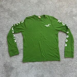 Hollister Green Long Sleeve Tee Y2K VTG stitch embroidered